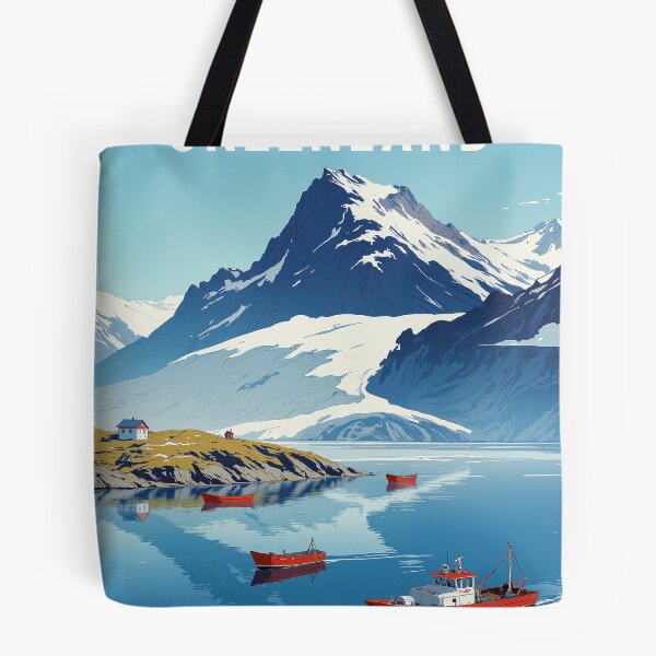 Item preview, Tranquil oasis red boats in a blue ocean designed and sold by MadeByHaresShop.