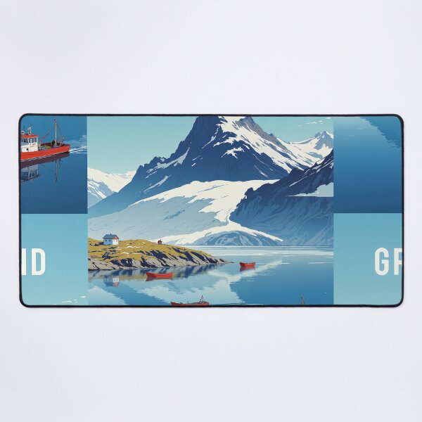 Item preview, Tranquil oasis red boats in a blue ocean designed and sold by MadeByHaresShop.