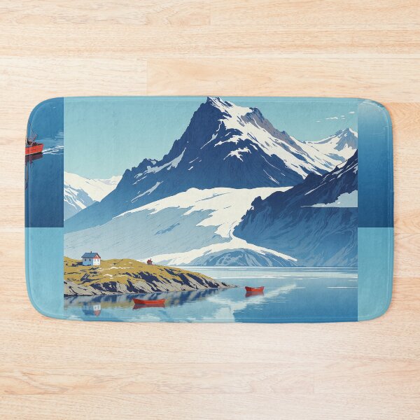 Item preview, Tranquil oasis red boats in a blue ocean designed and sold by MadeByHaresShop.