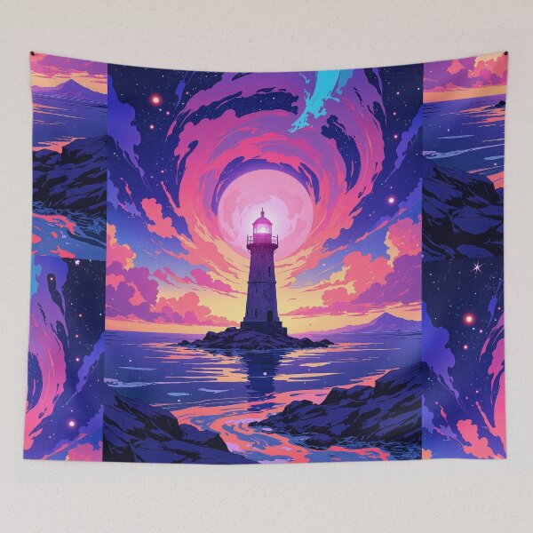 Item preview, Twilight lighthouse purple horizon designed and sold by MadeByHaresShop.