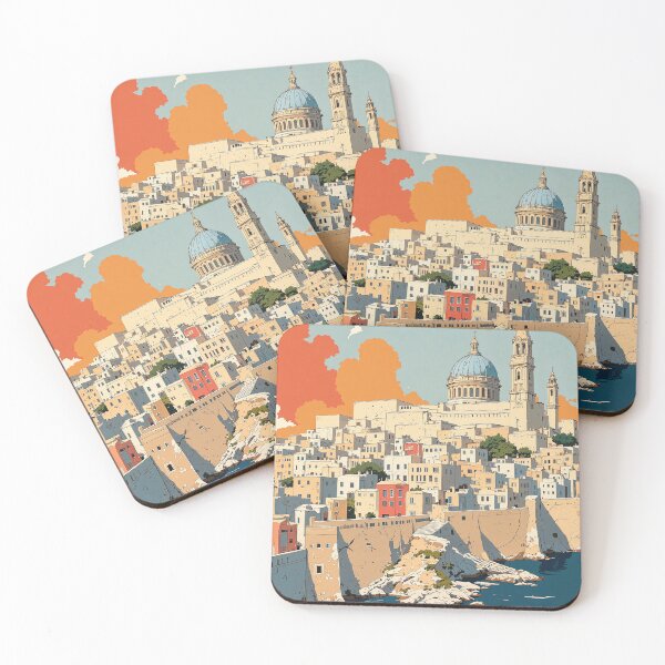 Item preview, Valletta watercolor cityscape st pauls procathedral and maltese designed and sold by ShroomForge.