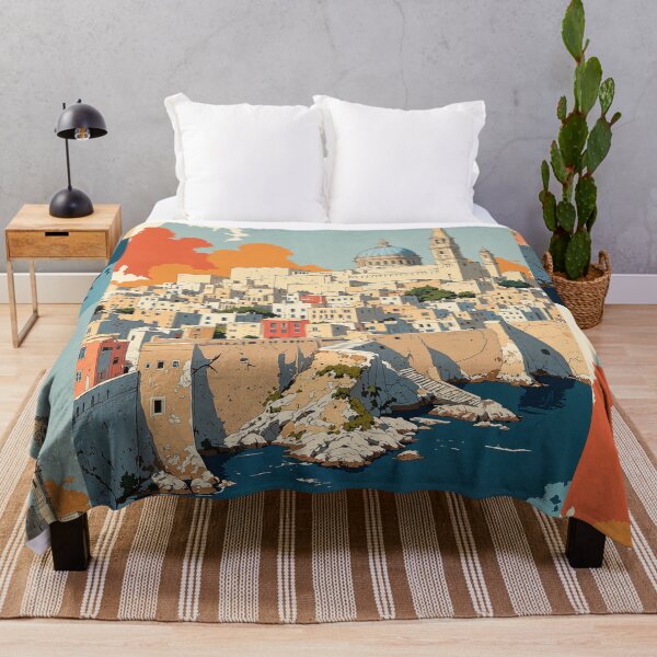 Item preview, Valletta watercolor cityscape st pauls procathedral and maltese designed and sold by ShroomForge.