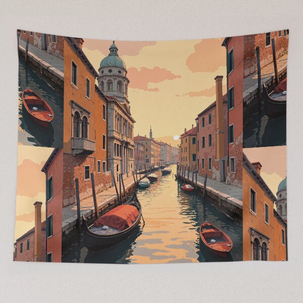 Item preview, Venetian vistas boats amidst architecture alternatively gondolas gliding designed and sold by ShroomForge.