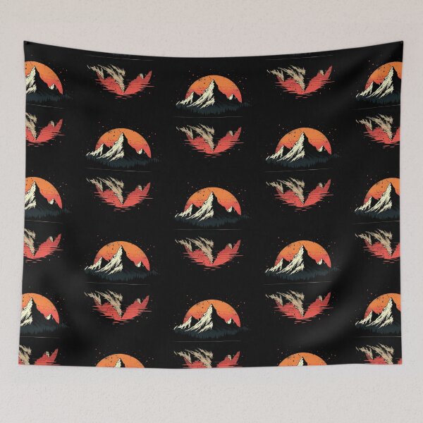 Item preview, Mirrored Mountain Landscape with Red Sun Reflection designed and sold by gfxpartner.