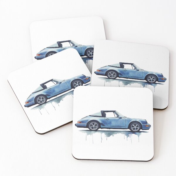 Item preview, Vintage Blue Porsche 911 Targa Watercolor designed and sold by blackdogshop.