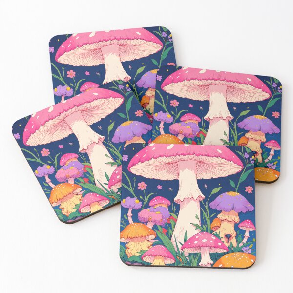 Item preview, Vibrant mushroom oasis a playful symphony of colors designed and sold by ShroomForge.