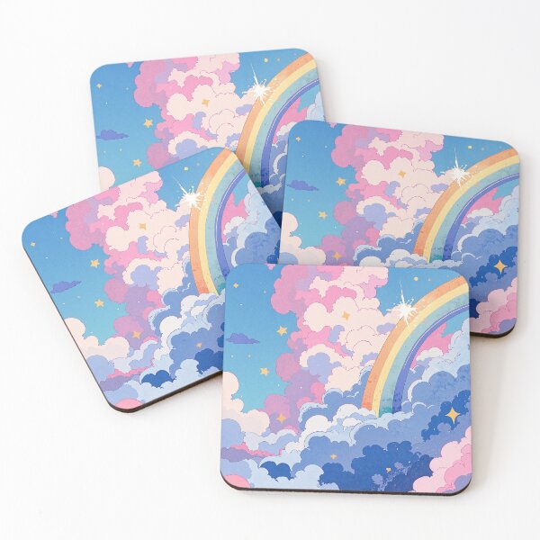 Item preview, Whimsical watercolor sky dance dreamy balance between clouds designed and sold by ShroomForge.