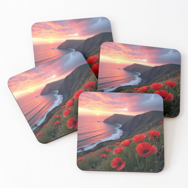 Item preview,   Spring Sea Landscape with Poppies and Volcanic Coastline designed and sold by hjian8219.