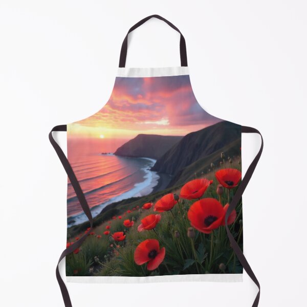 Item preview, Spring Sea Landscape with Poppies and Volcanic Coastline designed and sold by hjian8219.