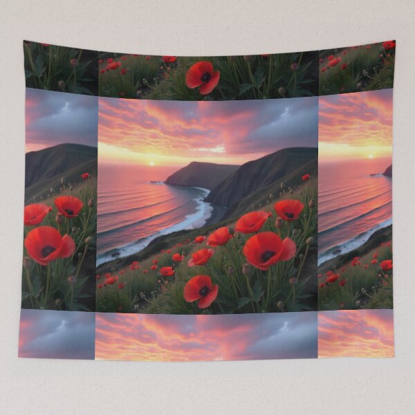 Item preview,   Spring Sea Landscape with Poppies and Volcanic Coastline designed and sold by hjian8219.