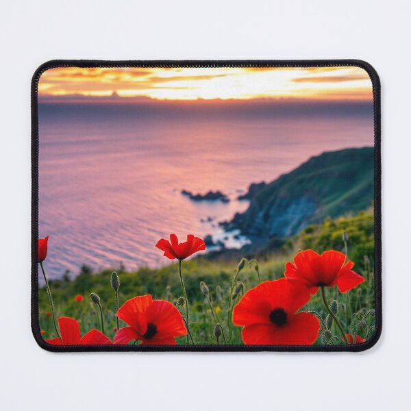 Item preview, Spring Sea Landscape with Poppies and Volcanic Coastline designed and sold by hjian8219.