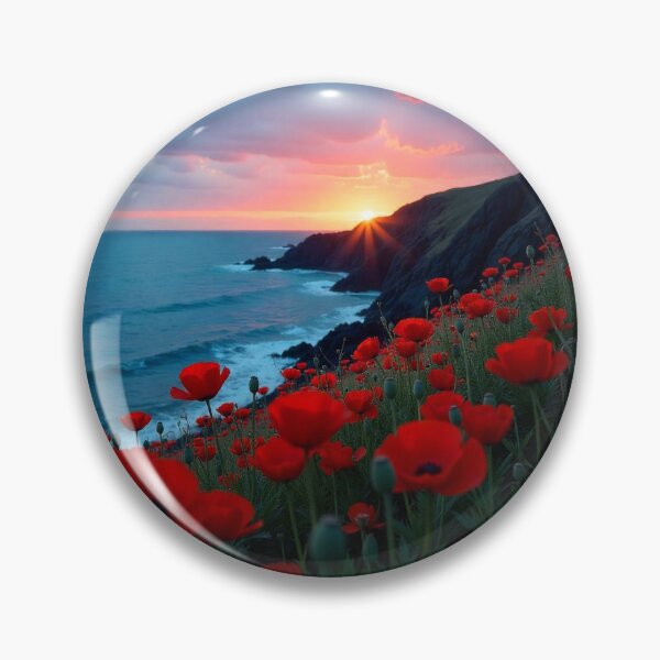 Item preview, Spring Sea Landscape with Poppies and Volcanic Coastline designed and sold by hjian8219.