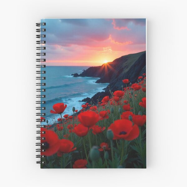 Item preview, Spring Sea Landscape with Poppies and Volcanic Coastline designed and sold by hjian8219.