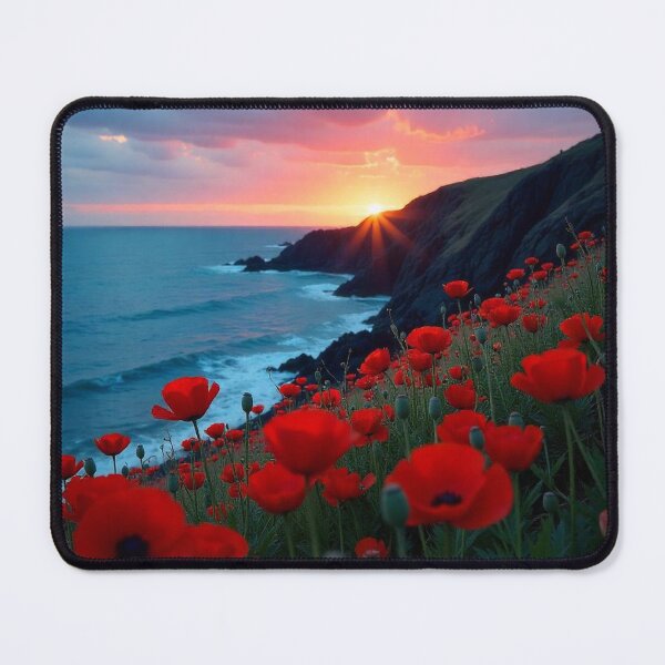 Item preview, Spring Sea Landscape with Poppies and Volcanic Coastline designed and sold by hjian8219.