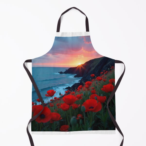 Item preview, Spring Sea Landscape with Poppies and Volcanic Coastline designed and sold by hjian8219.