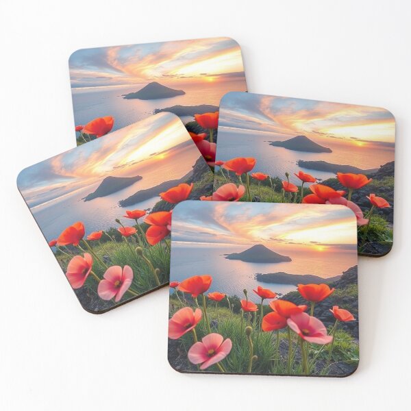 Item preview, Spring Sea Landscape with Poppies and Volcanic Coastline designed and sold by hjian8219.