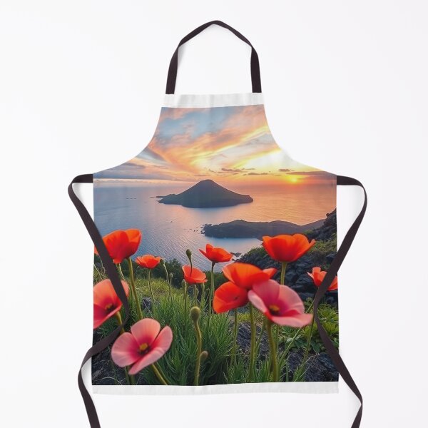 Item preview, Spring Sea Landscape with Poppies and Volcanic Coastline designed and sold by hjian8219.