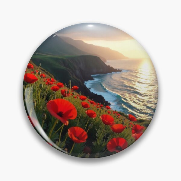 Item preview,  Spring Sea Landscape with Poppies and Volcanic Coastline designed and sold by hjian8219.
