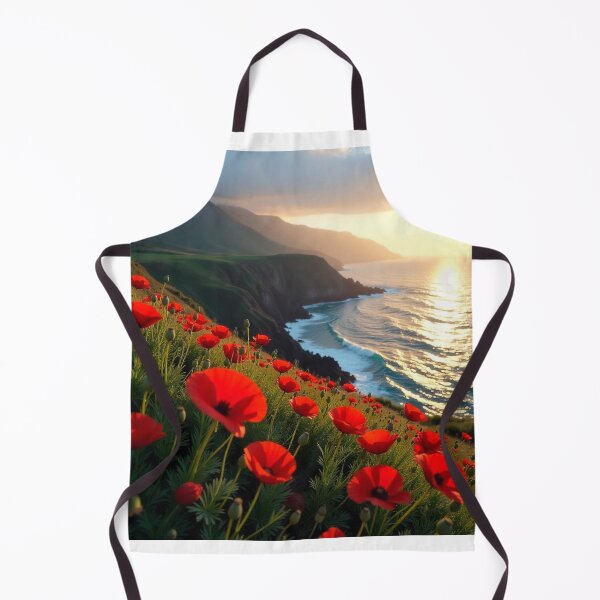 Item preview, Spring Sea Landscape with Poppies and Volcanic Coastline designed and sold by hjian8219.