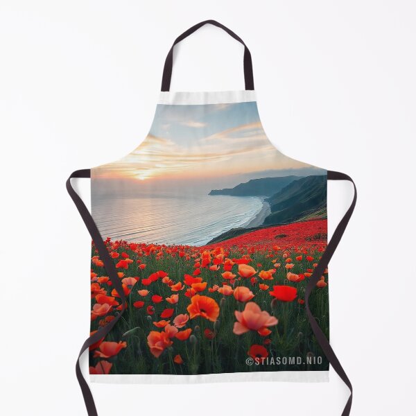 Item preview, Spring Sea Landscape with Poppies and Volcanic Coastline designed and sold by hjian8219.