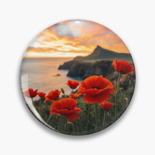 Item preview,  Spring Sea Landscape with Poppies and Volcanic Coastline designed and sold by hjian8219.