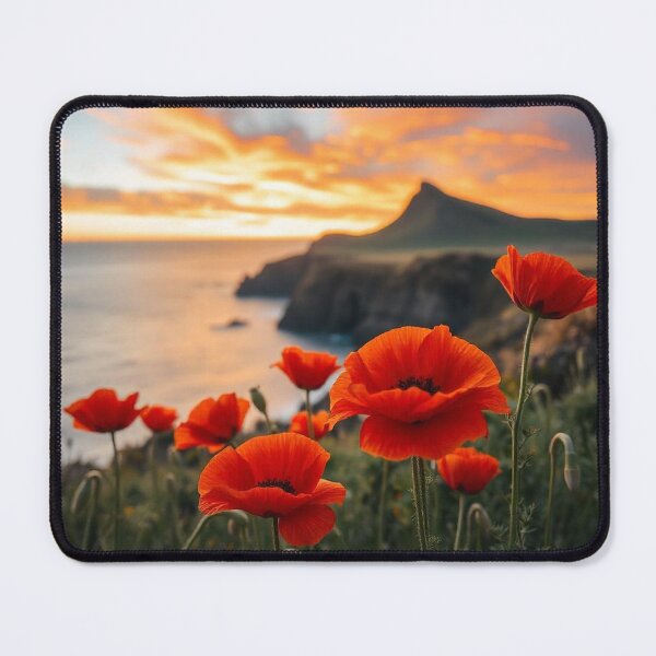 Item preview, Spring Sea Landscape with Poppies and Volcanic Coastline designed and sold by hjian8219.