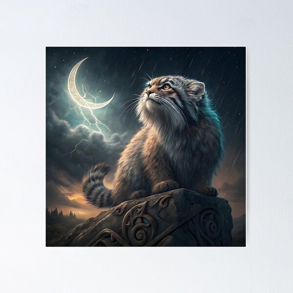 Vista previa del artículo con la obra «Manul y Tempestad», diseñado y vendido por HabitableMoons.