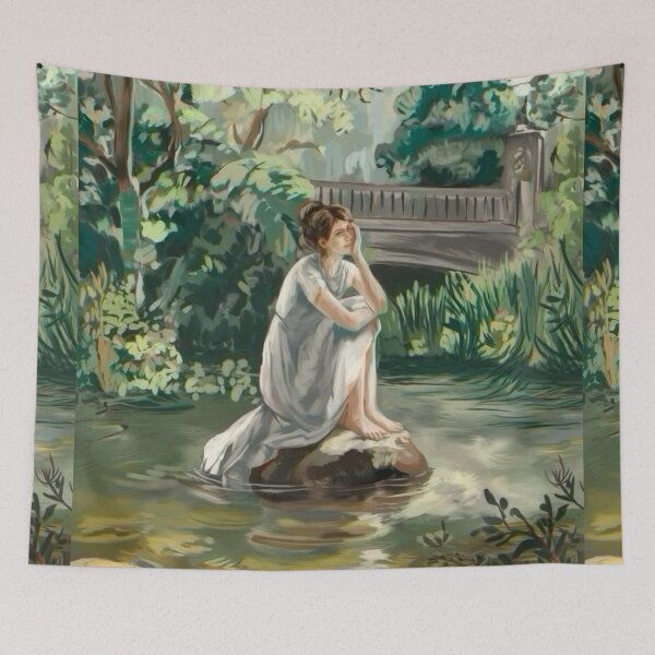 Item preview, Douce Pause – Romantic Woman in Nature Painting  designed and sold by CARRAANN.