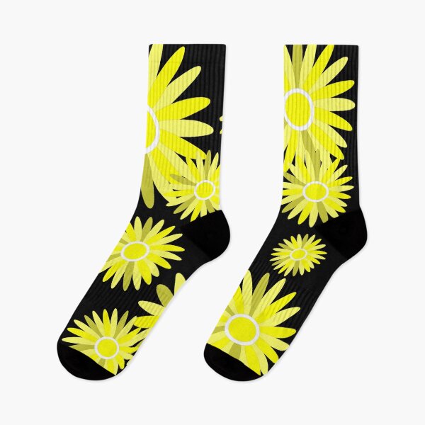 Item preview, Bright Yellow Flowers on black background designed and sold by Flower Magic .