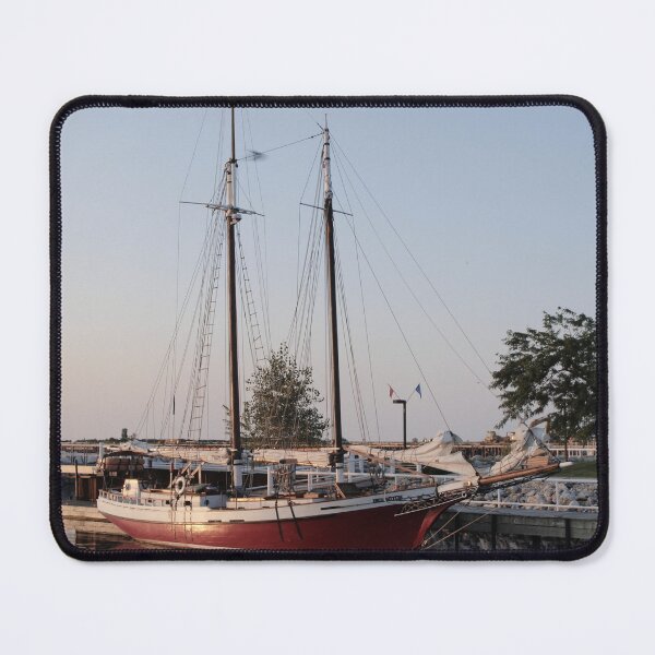 Item preview, Red Sailboat Docked on Lake Michigan designed and sold by CountyKent.