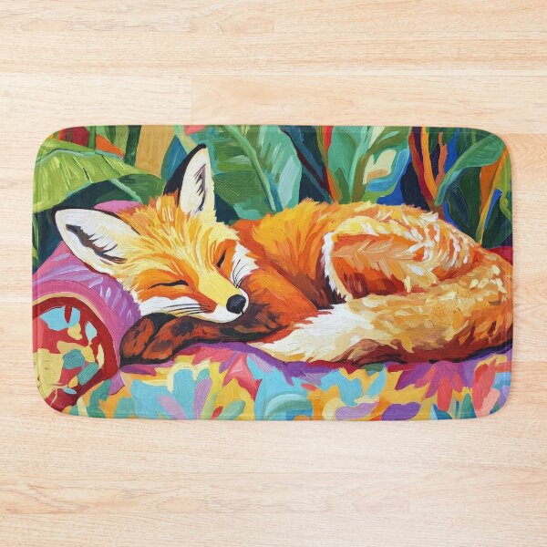 Item preview, cute fox sleeping in colorful art designed and sold by WallyPink.