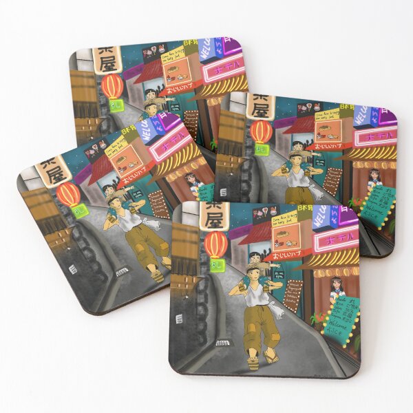 Item preview, Heartfelt Journey | Japanese Night Market Scene | Inspired Whimsical Art designed and sold by ColorsByRitu.