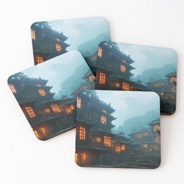 Item preview, Mystical Ancient Village at Dusk with Glowing Windows designed and sold by Amr Siam.