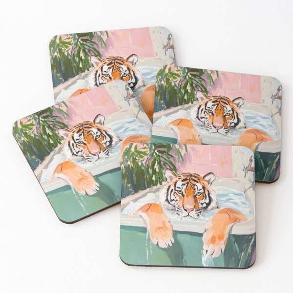 Item preview, wild tiger in the bathtub in the bathroom designed and sold by WallyPink.