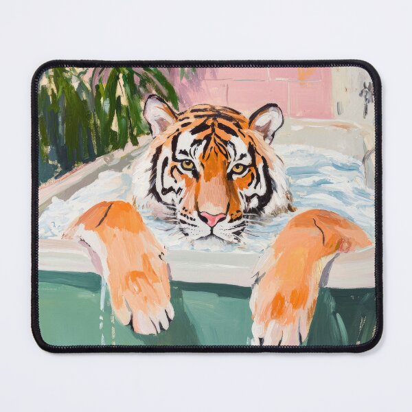 Item preview, wild tiger in the bathtub in the bathroom designed and sold by WallyPink.