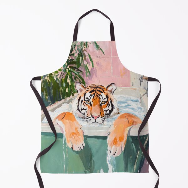 Item preview, wild tiger in the bathtub in the bathroom designed and sold by WallyPink.