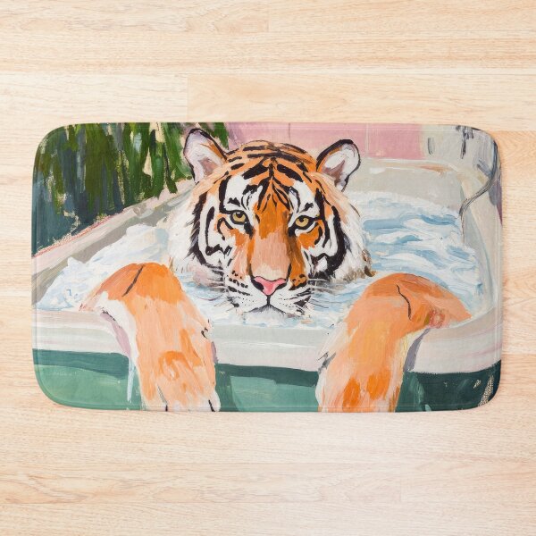 Item preview, wild tiger in the bathtub in the bathroom designed and sold by WallyPink.