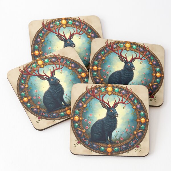 Item preview, Jackalope with Flowers and Gemstones designed and sold by HabitableMoons.