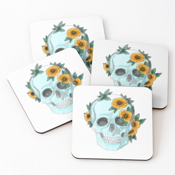 Item preview, Skull and Yellow Flowers designed and sold by TeahArts.