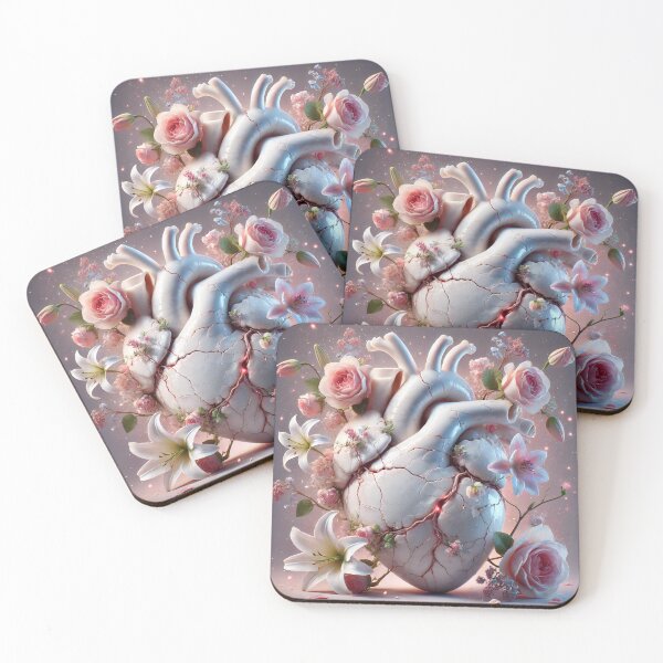 Item preview, Cracked Porcelain Heart Blooming with Roses designed and sold by QuirkWears.