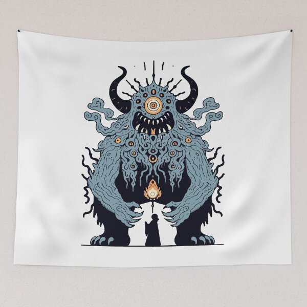 Item preview, Epic Blue Yokai Titan Faces Off Against Torch Sorcerer designed and sold by Yokai-Infinity.