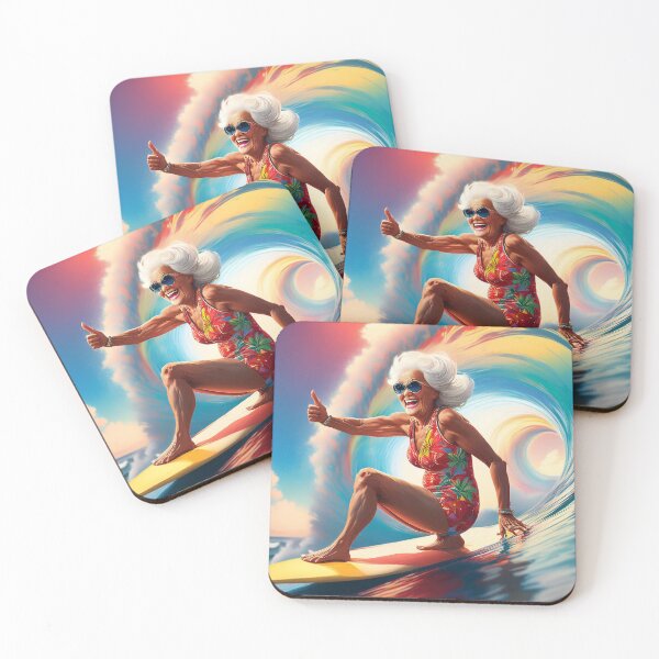 Item preview, Vibrant Senior Woman Surfing Through a Tropical Dream designed and sold by dcsimages.