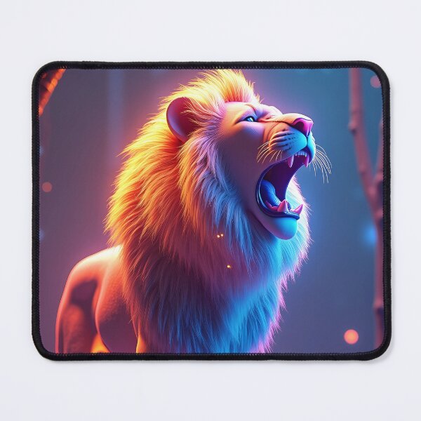 Item preview, Neon Roaring Lion in Jungle Art designed and sold by ElmoCreates.