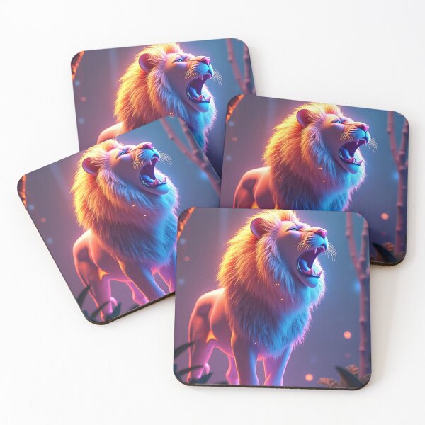 Item preview, Neon Roaring Lion in Jungle Art designed and sold by ElmoCreates.