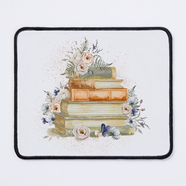 Item preview, Watercolor Vintage Beige Blue Flowers and Books Floral designed and sold by Nature Hues.
