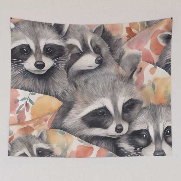 Item preview, Raccoon Family Sleeping Together Watercolor designed and sold by Ciervo Primavera.
