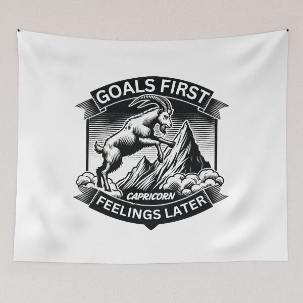 Item preview, Capricorn Goals First Feelings Later T-Shirt - Ambitious Goat Design designed and sold by BlankCanvasHaHa.