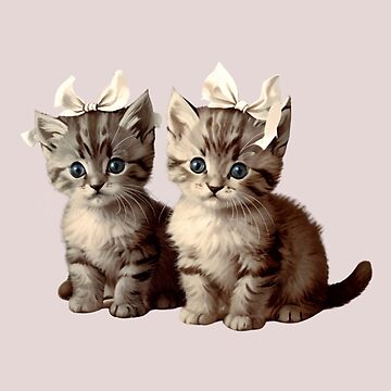 Artwork thumbnail, Cute vintage kittens wearing bows by Fatamimosh