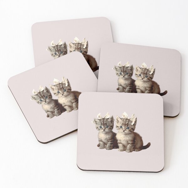 Item preview, Cute vintage kittens wearing bows designed and sold by Fatamimosh.