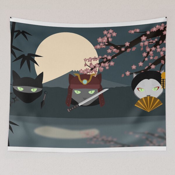 Item preview, Funny Edo Japanese Cats Trio: Ninja, Samurai, Geisha designed and sold by Rosanna Nguyen.